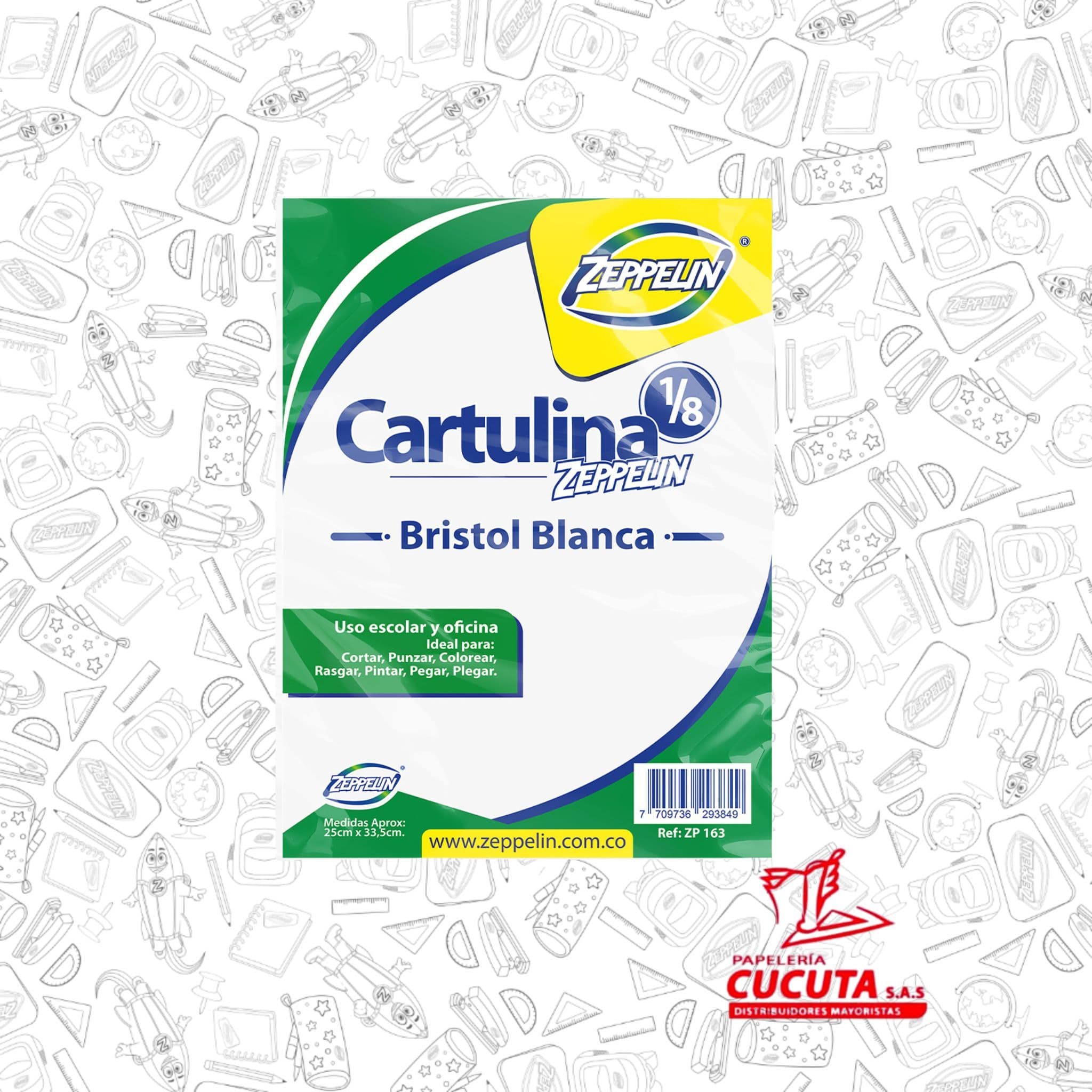 CARTULINA BRISTOL BLANCA 1/8 ZP-163