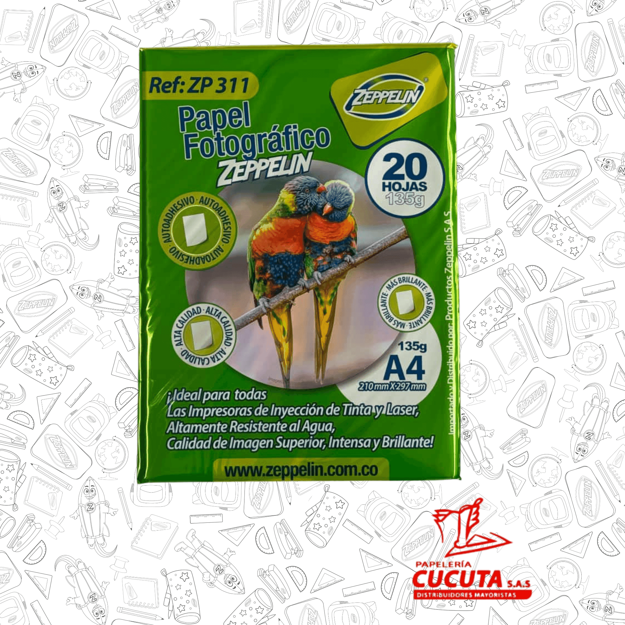 PAPEL FOTOGRAFICO CON ADHESIVO 135 G X 20 ZP 311 ZEPPELIN JOJO