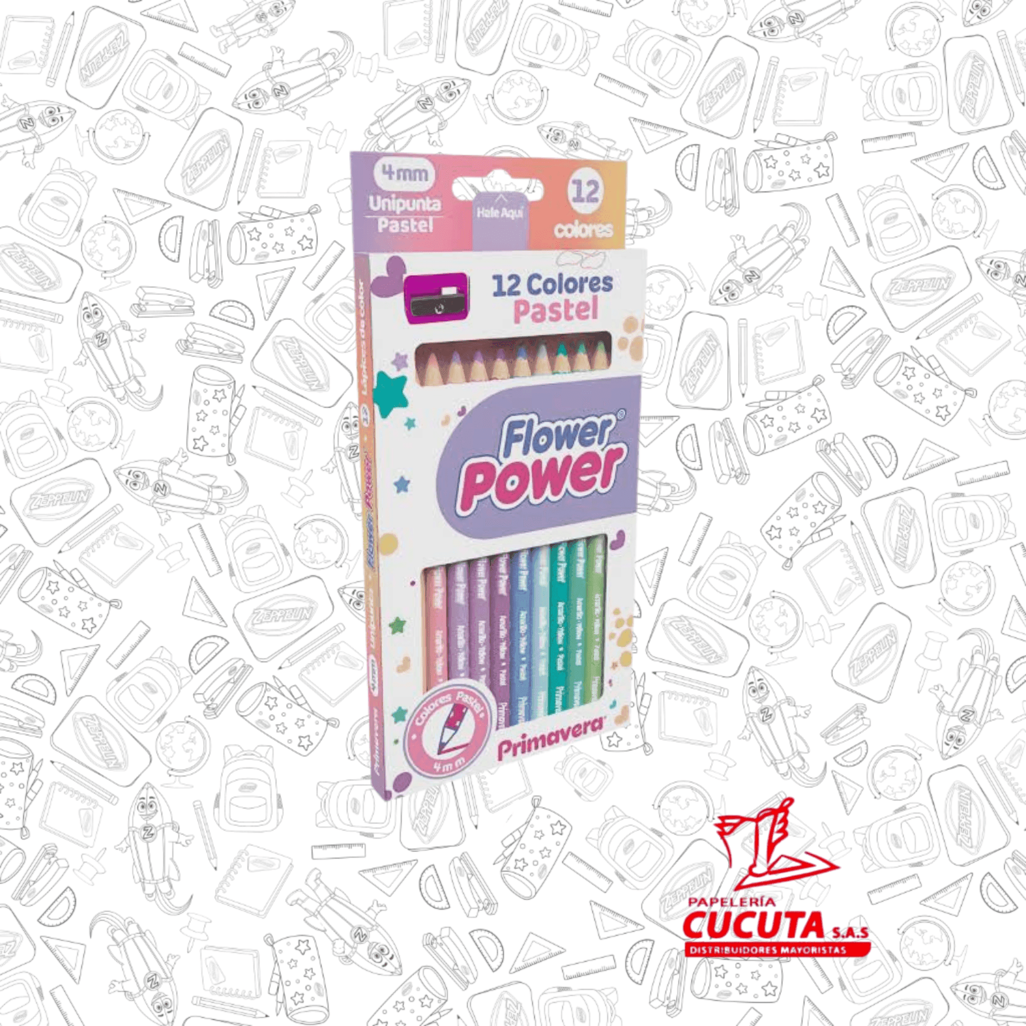 COLOR FLOWER POWER PASTEL X 12 PRIMAVERA