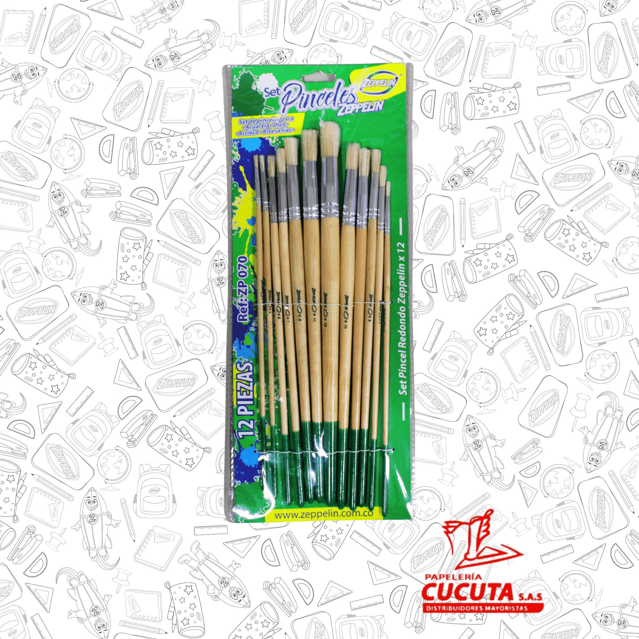 SET PINCEL REDONDO 1 AL 12 ZP070 ZEPPELIN