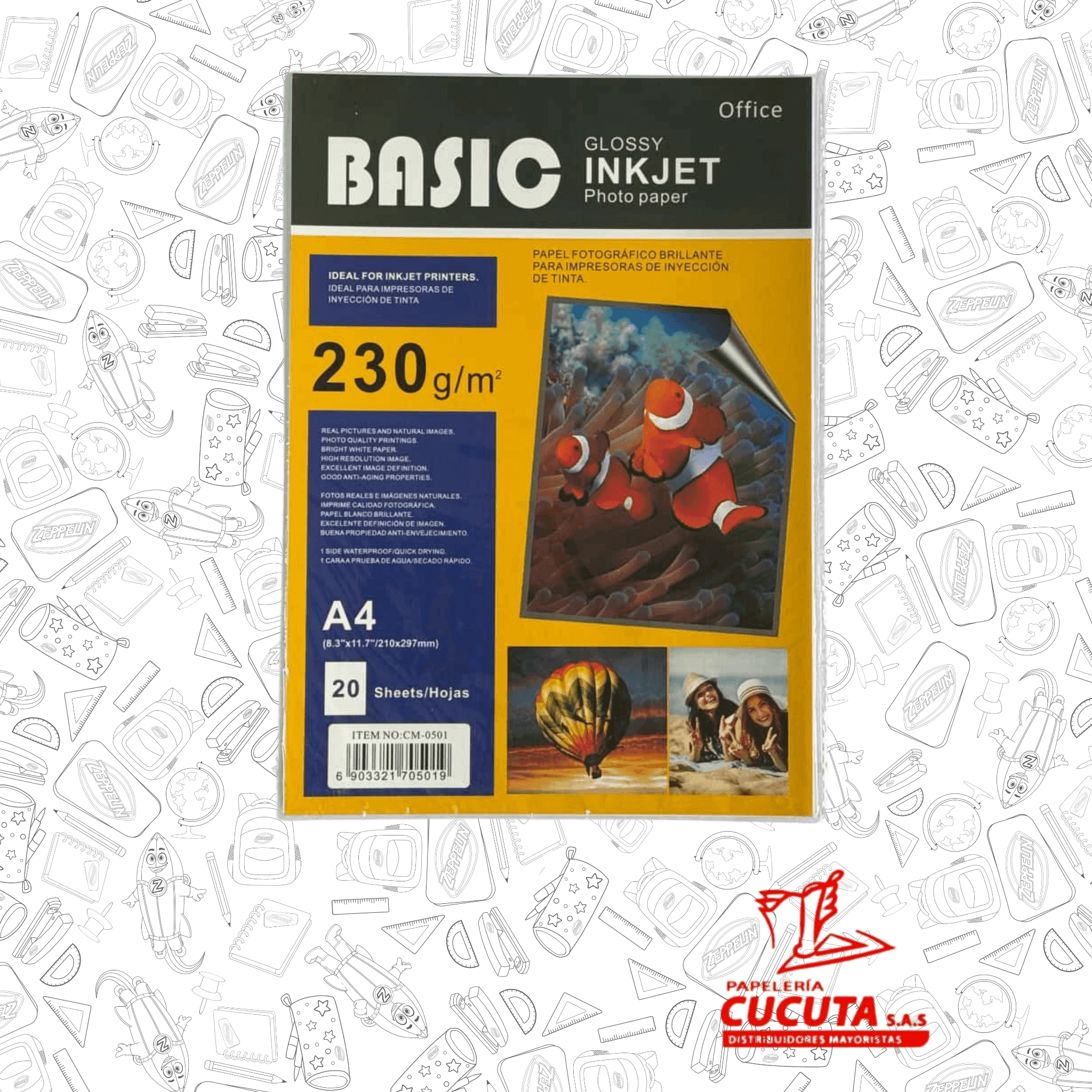 PAPEL FOTOGRAFICO 230 GR  X 20  R/F  CM-0501  JA-3017 vista 2