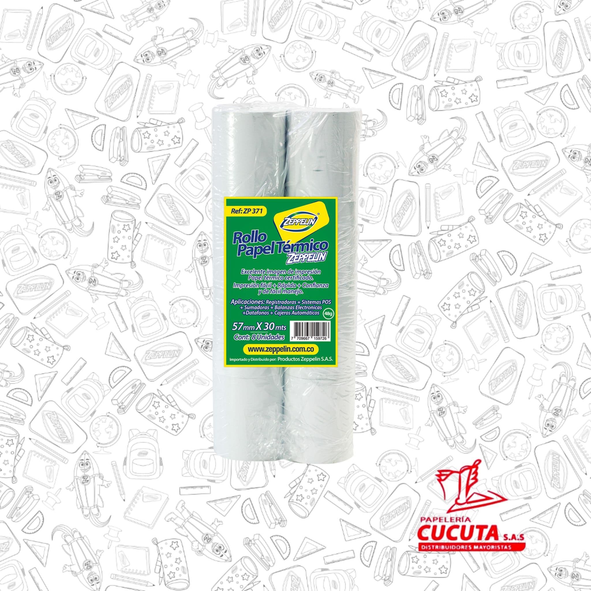 ROLLO TERMICO 57 X 30 PQT X 8 PACAX21PQT