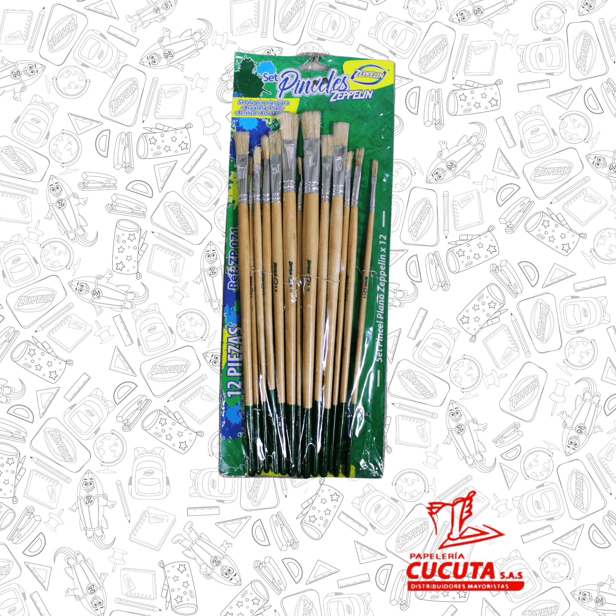 SET PINCEL PLANO 1 AL 12 ZP071 ZEPPELIN