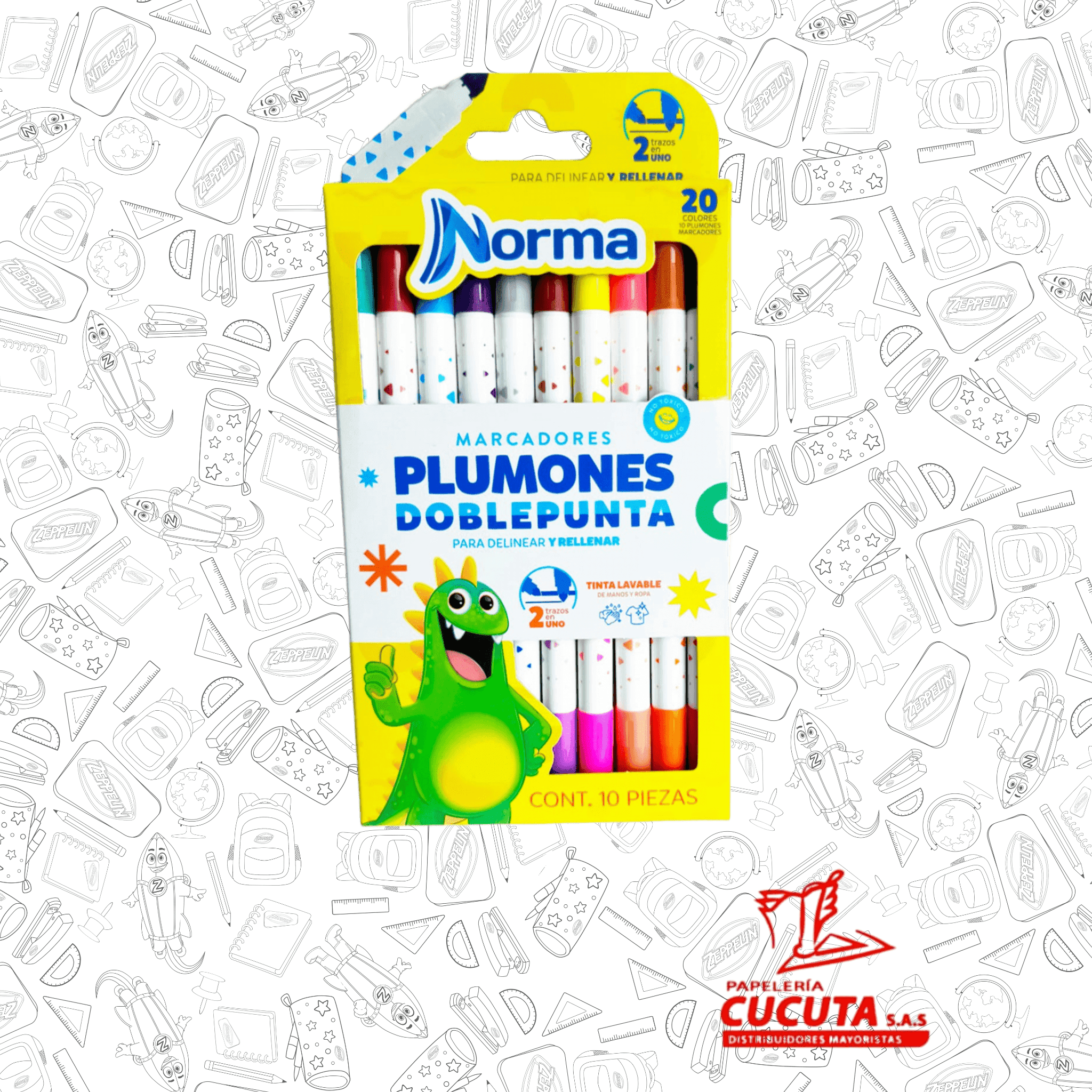 MARCADOR LAVABLE NORMA X10 DOBLE PUNTA