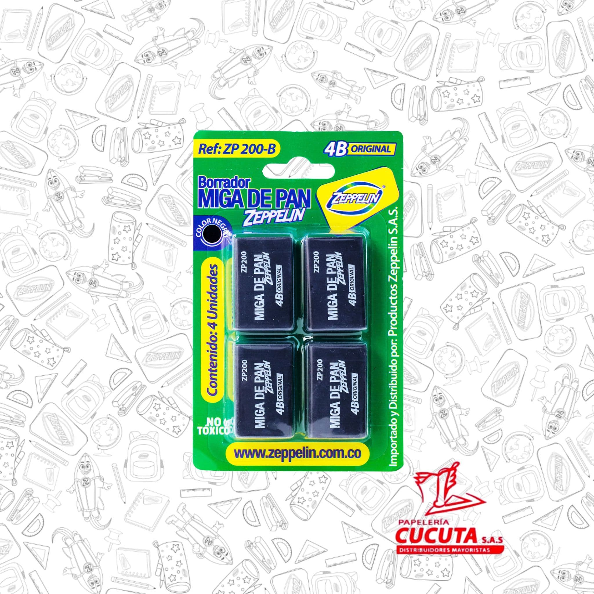 BORRADOR MIGA DE PAN NEGRO X 4 ZP 200 B ZEPPELIN