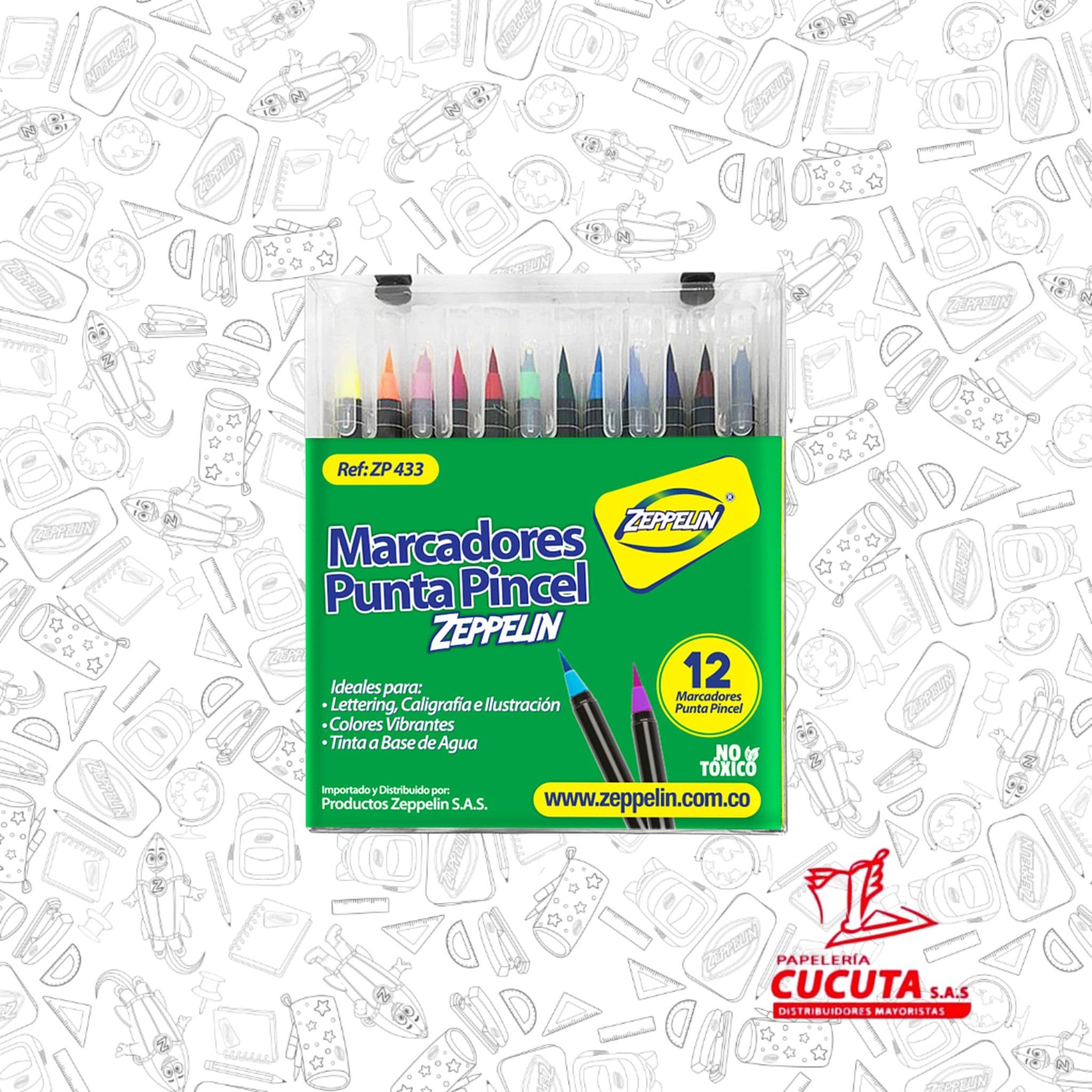 MARCADOR PUNTA PINCEL X 12 ZP 433 ZEPPELIN