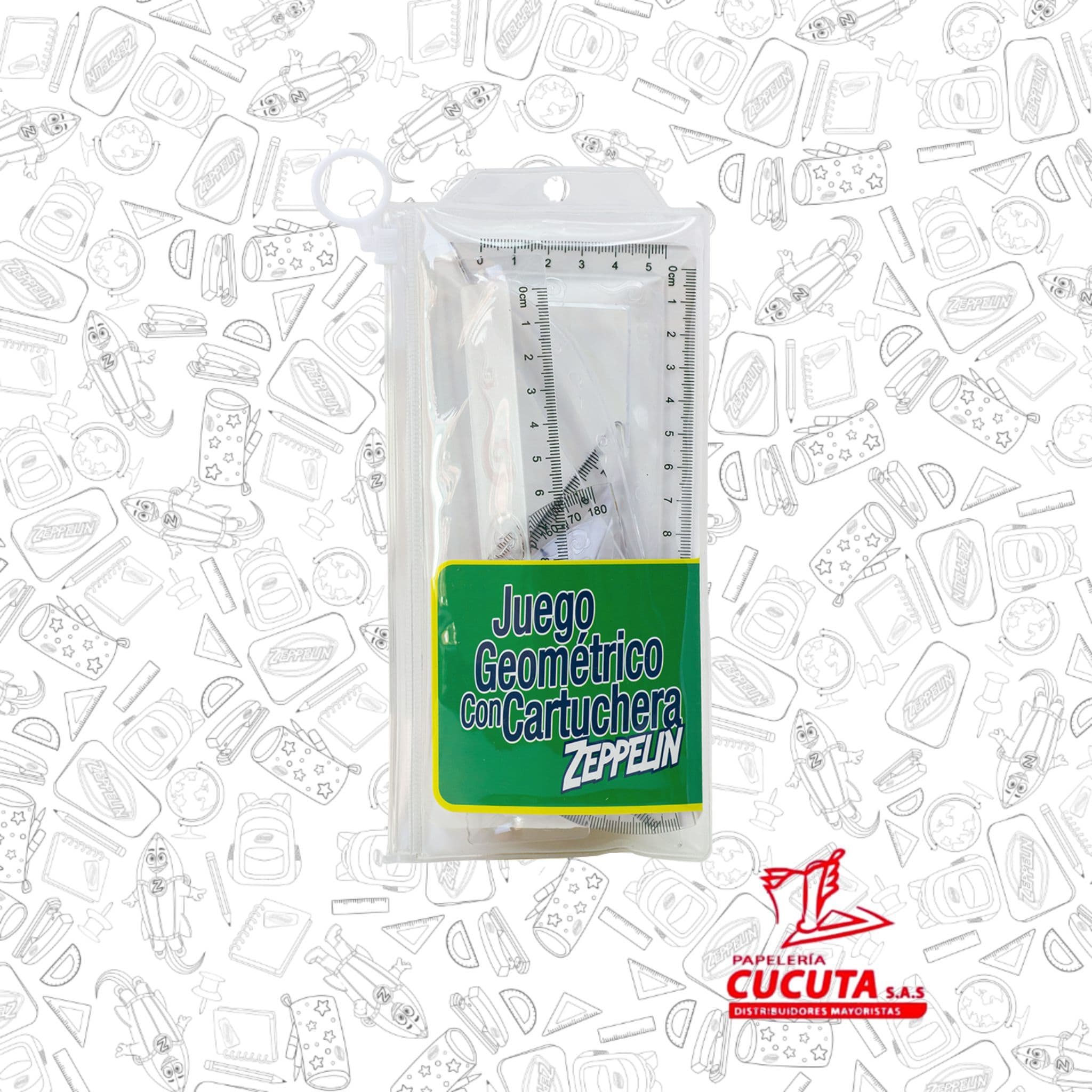 JUEGO GEOMETRICO + CARTUCHERA 15CM ZP 342 ZEPPELIN