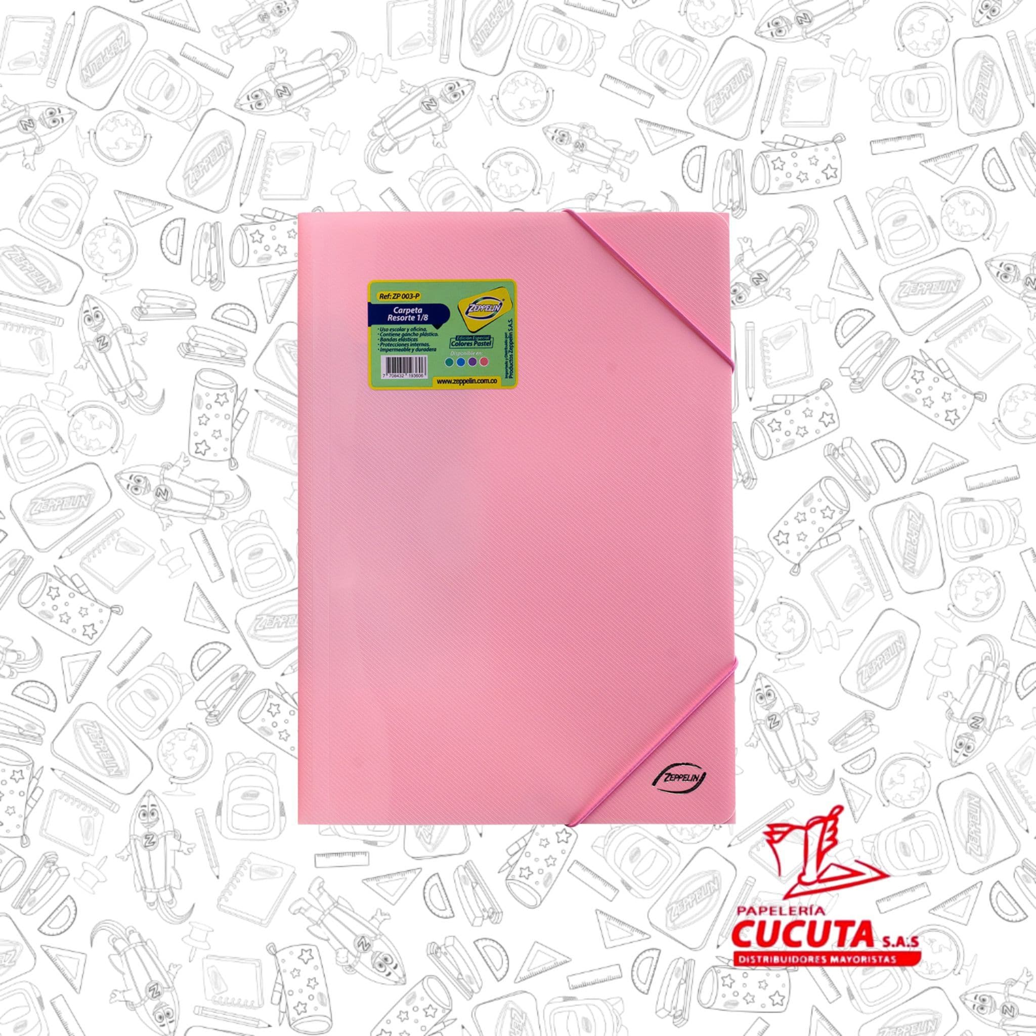 CARPETA RESORTE PLASTICA PASTEL ZP 003P ZEPPELIN