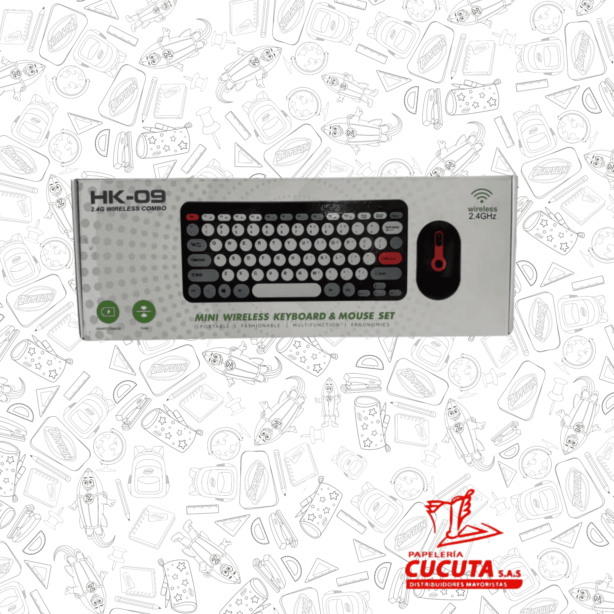 TECLADO CON MOUSE INALAMBRICO COLORES R/ HK09 CLARK