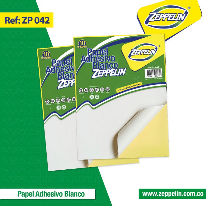 PAPEL ADHESIVO BLANCO ZEPPELIN (10 PCS)