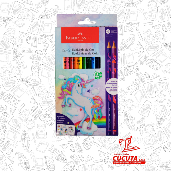 COLORES FABER 12+2 DINOSAURIO UNICORNIO