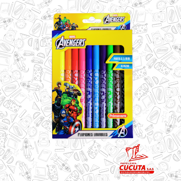 PLUMONES LAVABLES X 10 PERSONAJES PRIMAVERA