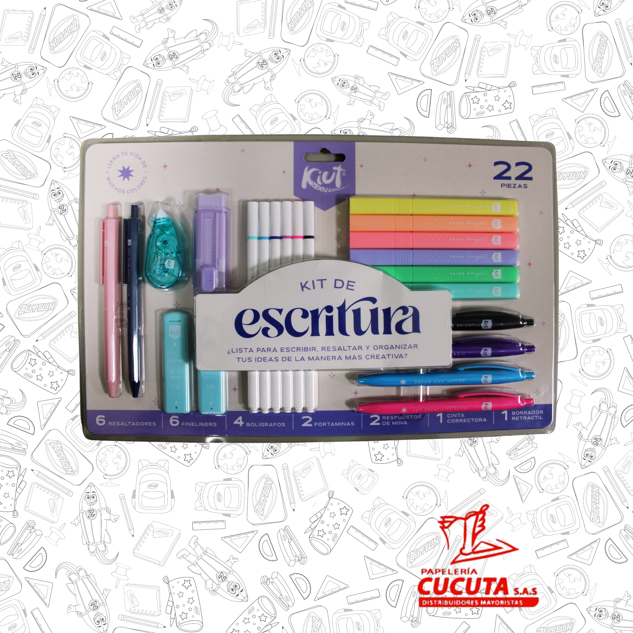 KIT DE ESCRITURA KIUT X 22 PIEZAS