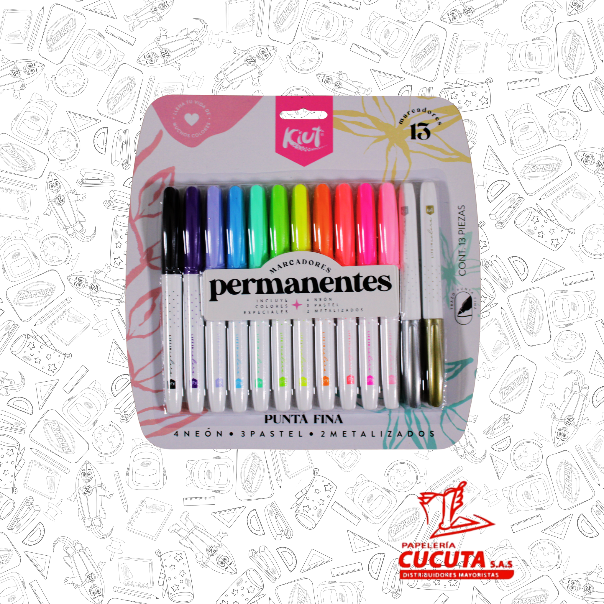 MARCADOR PERMANENTE  PUNTA FINA X 13 KIUT