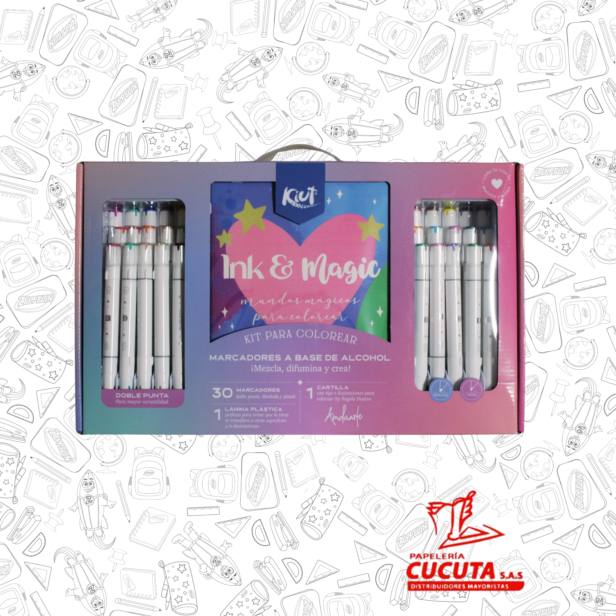 KIT PARA COLOREAR INK & MAGIC X 30 MARCADORES DP