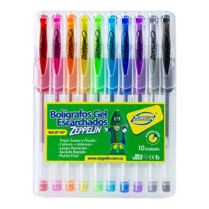 BOLIGRAFO GEL ESCARCHADO X 10 ZP 197 ZEPPELIN PC X 144