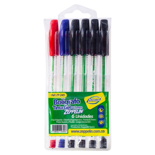 BOLIGRAFO ZEPPELIN TINTA GEL 0.7 ZP 245 X 6
