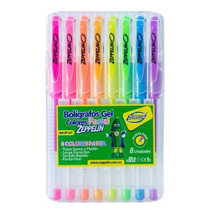 BOLIGRAFO GEL COLOR PASTEL X 8 ZP 247 ZEPPELIN PC X 144